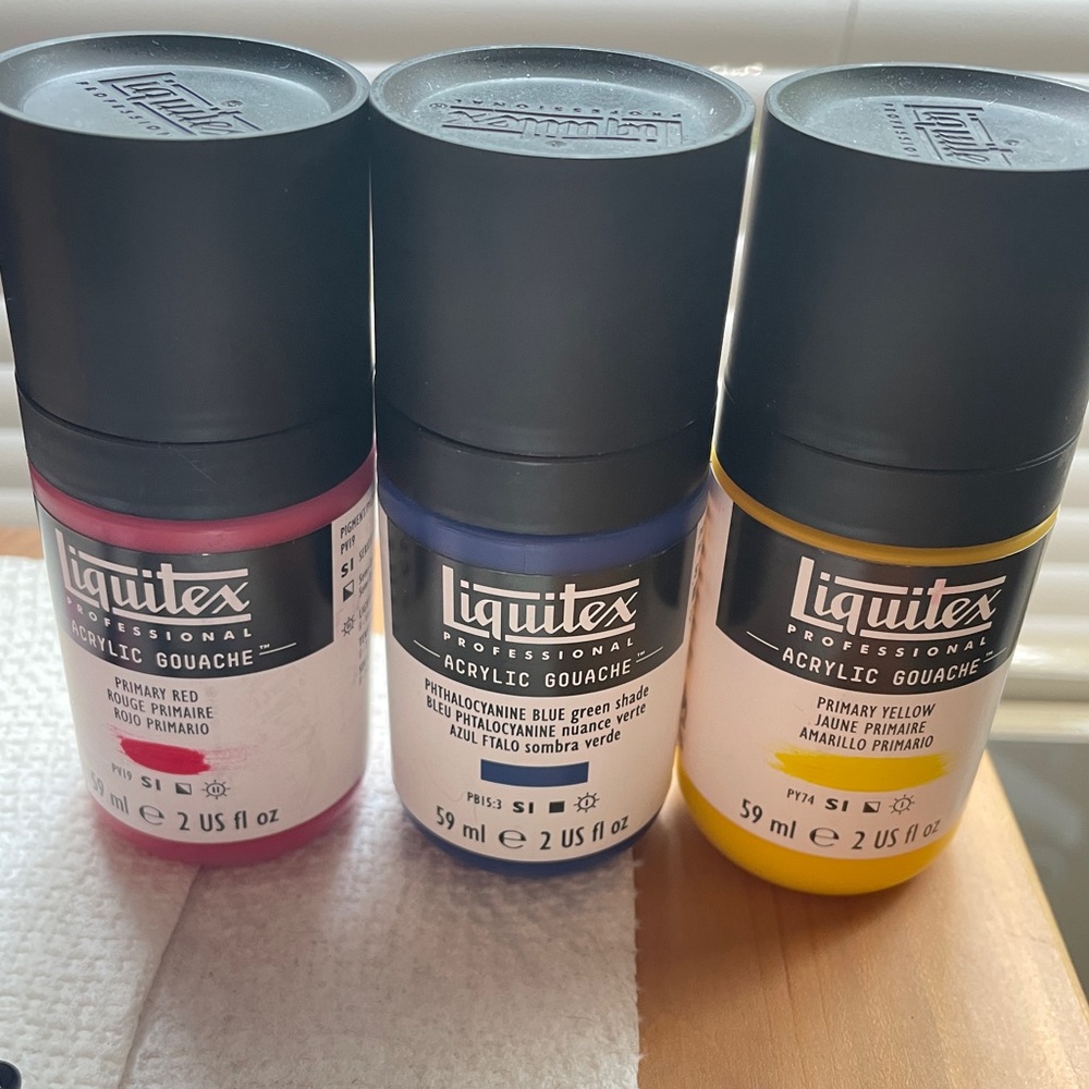 Liquitex Red, Yellow, Blue Gouache